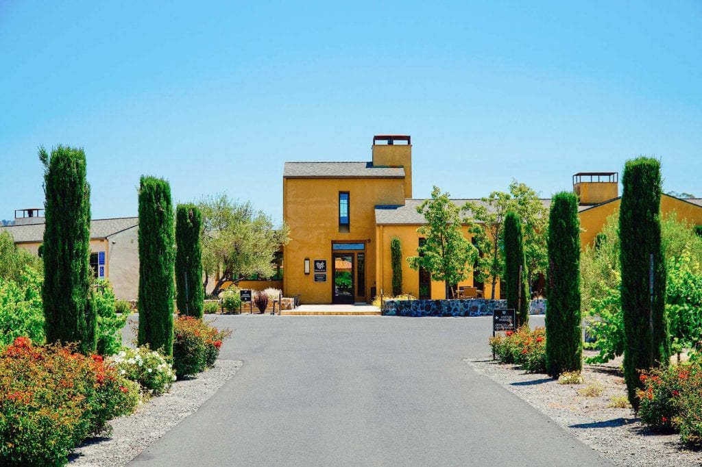 The dramatic entrance to Patz & Hall, one of the best Sonoma wineries.