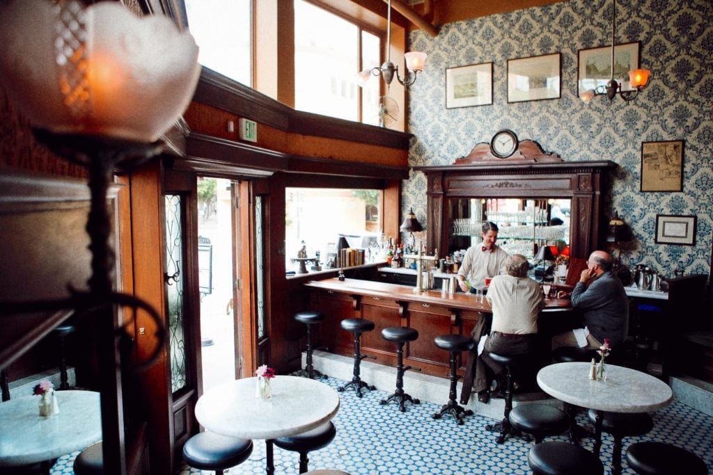 The historic Barbary Coast bar, Comstock Saloon, in San Francisco's North Beach neighborhood.